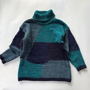 Vintage Gantos Women's Medium Colorblock Turtleneck Sweater